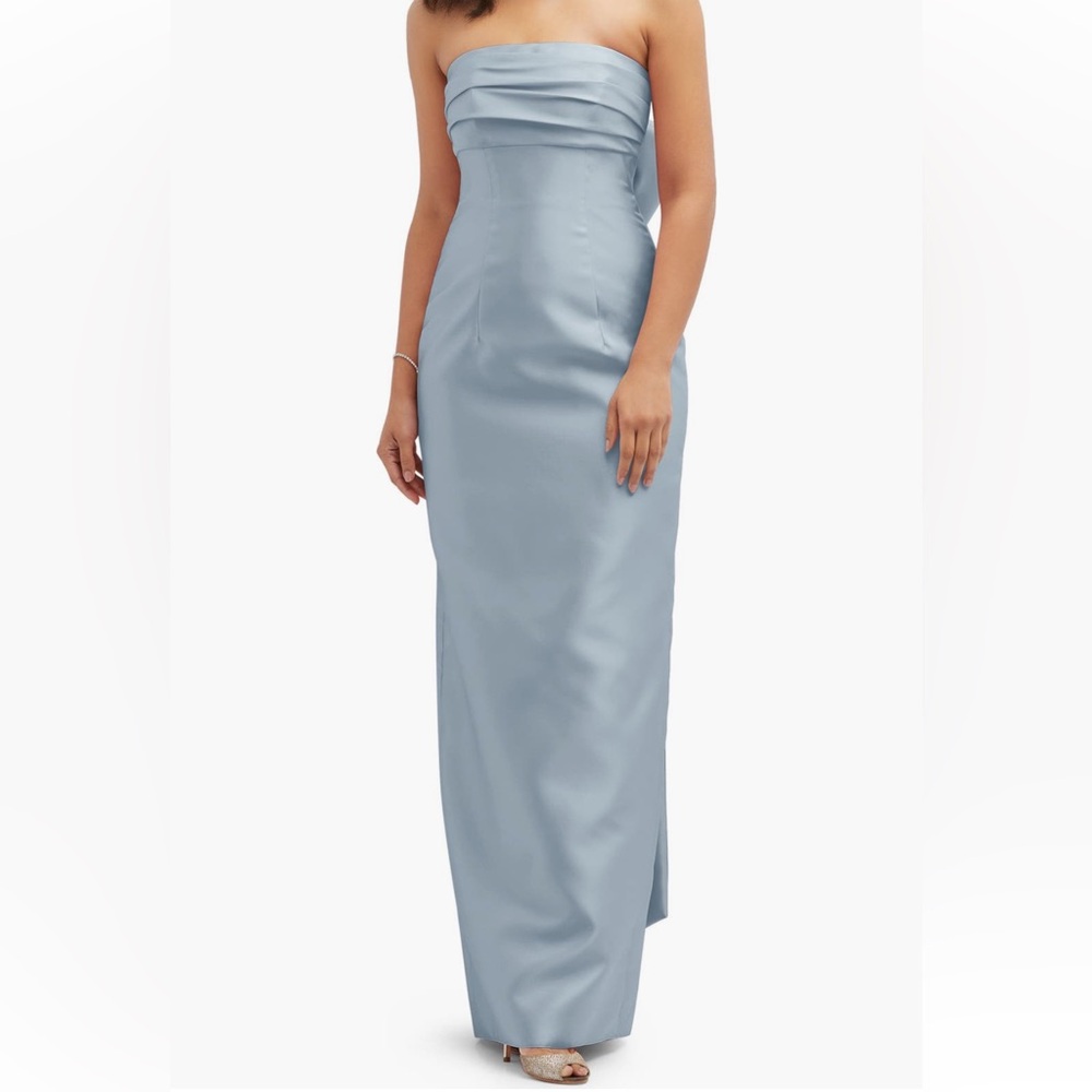 ALFRED SUNG Strapless Satin Twill, Cloudy Maxi Dress